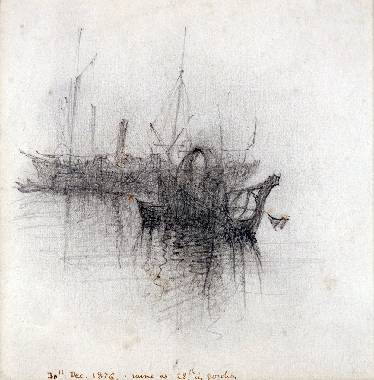Studie van schepen, 1876 door John Ruskin