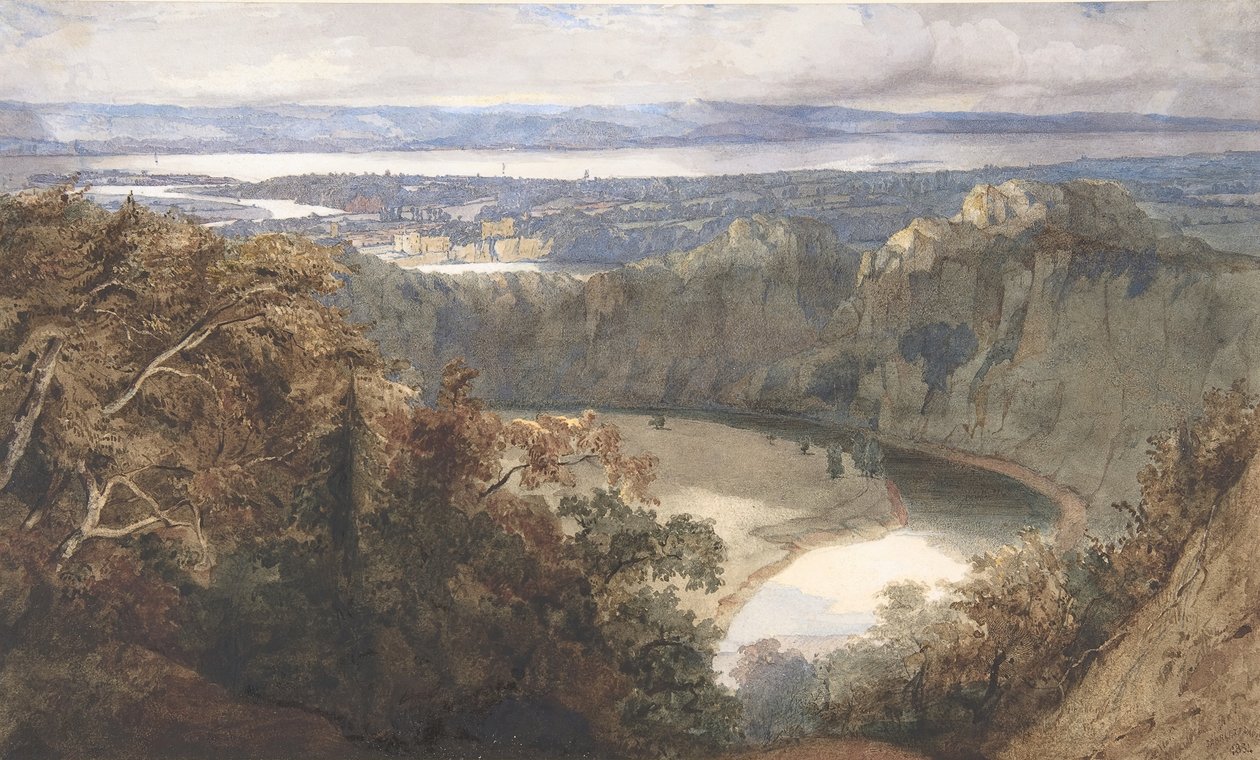 Uitzicht op Chepstow, Wales, 1834 door John Scarlett Davis
