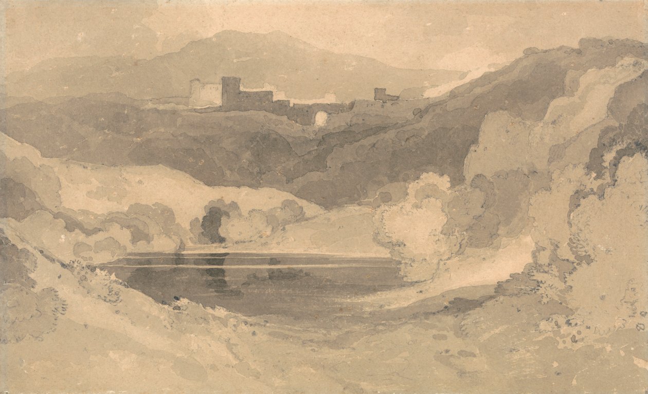 Kasteel in een landschap door John Sell Cotman