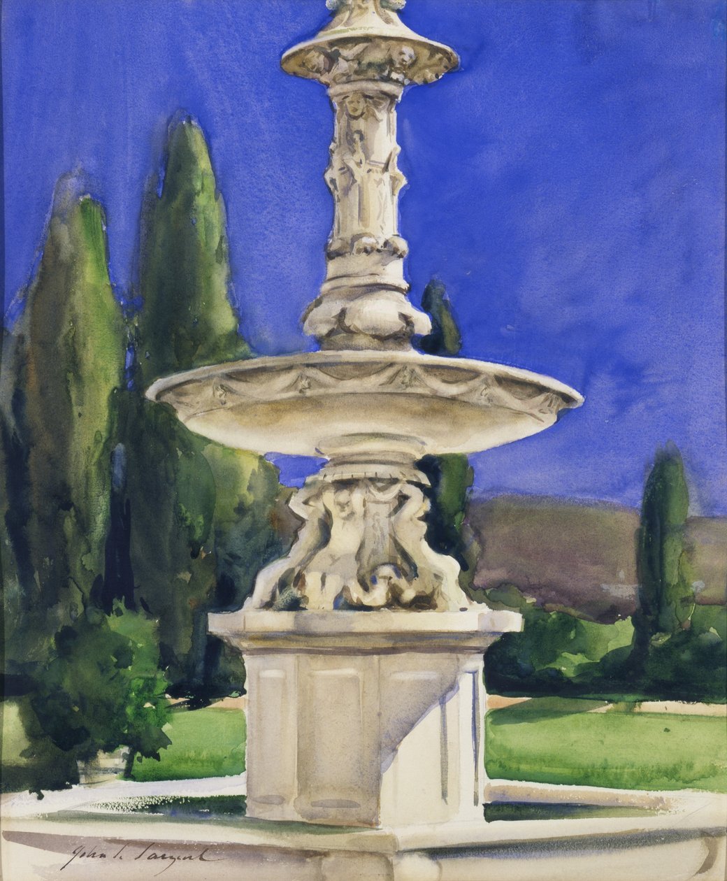Marmeren fontein in Italië door John Singer Sargent