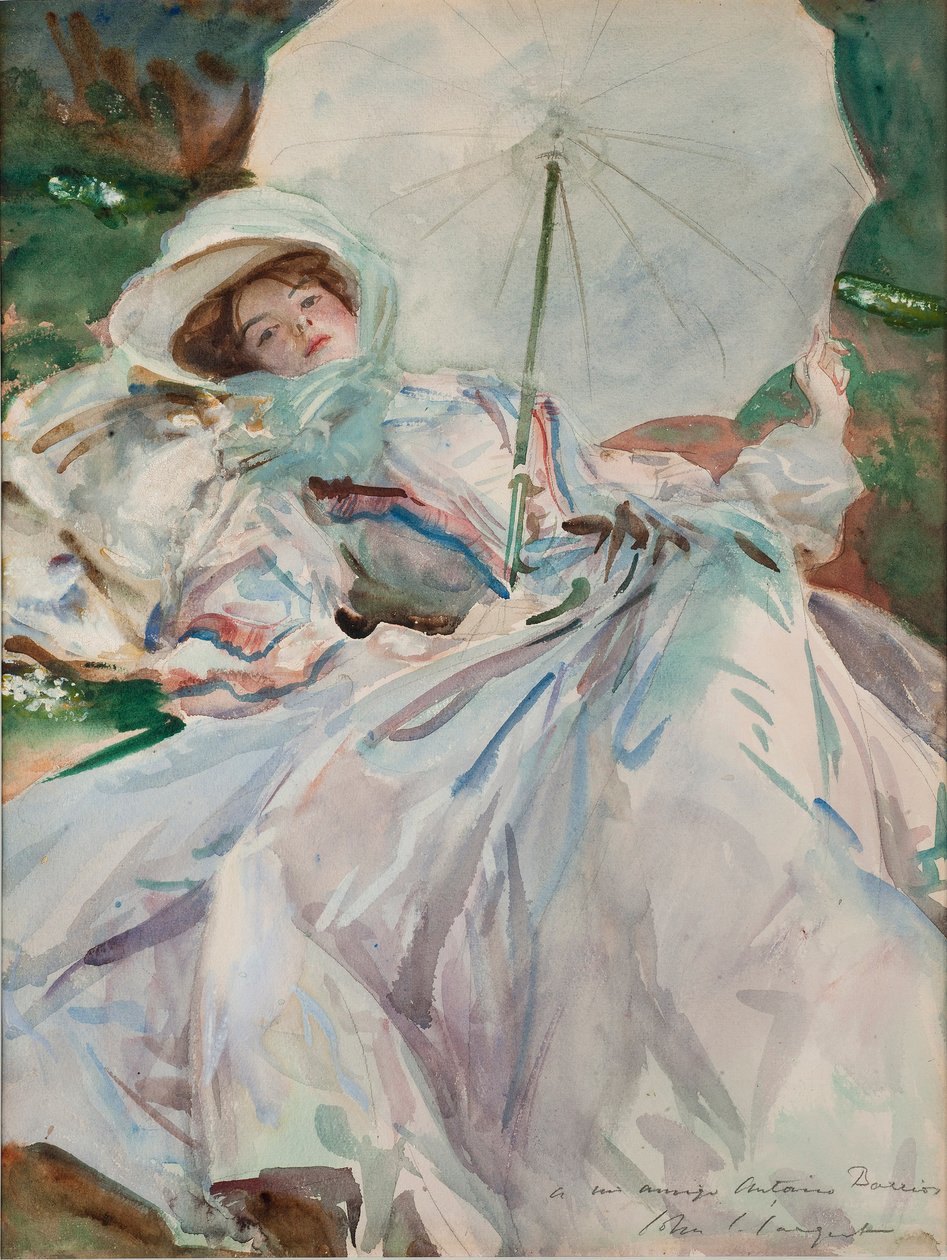 De dame met de paraplu, 1911 door John Singer Sargent