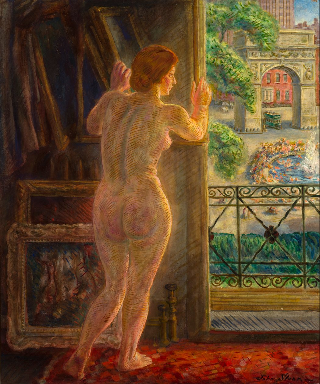 Uitzicht op Washington Square door John French Sloan