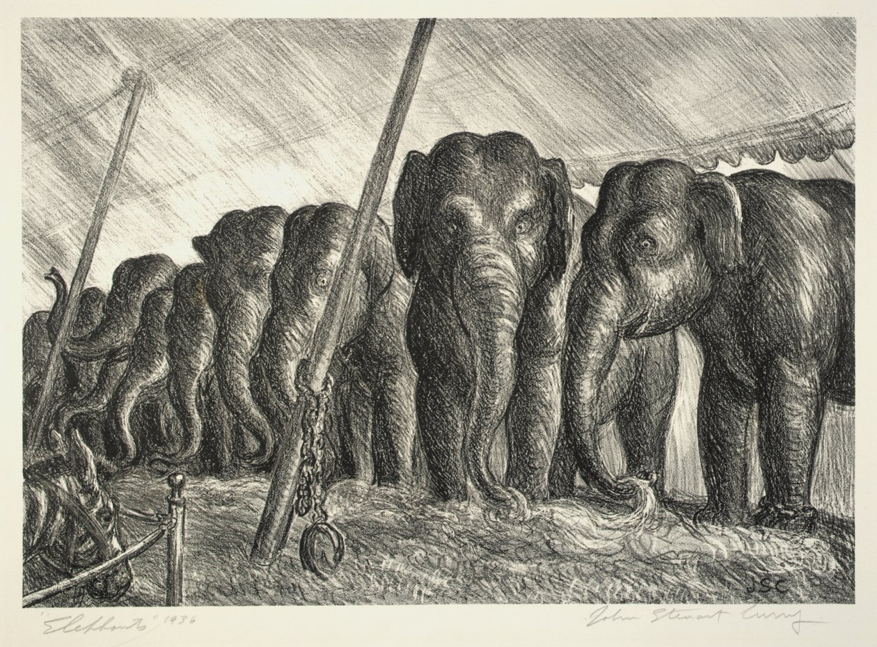 Circus Olifanten door John Steuart Curry