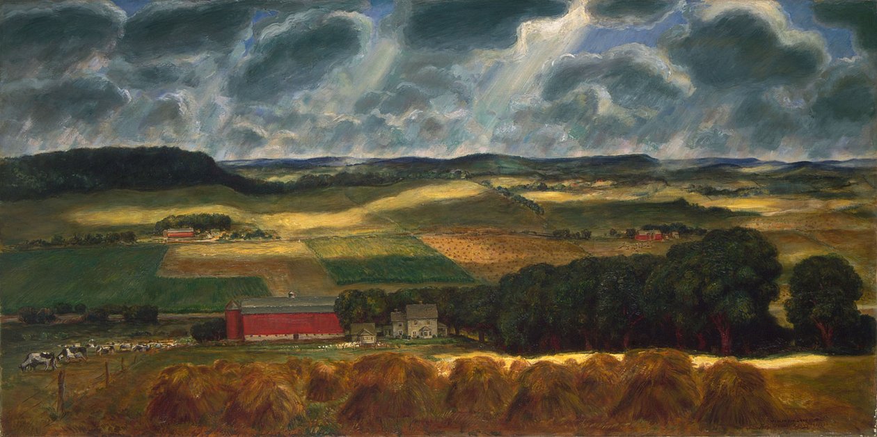 Landschap van Wisconsin door John Steuart Curry