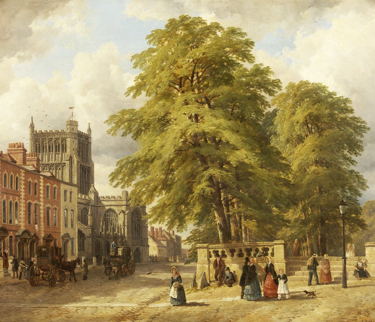 Uitzicht op College Green door John Syer