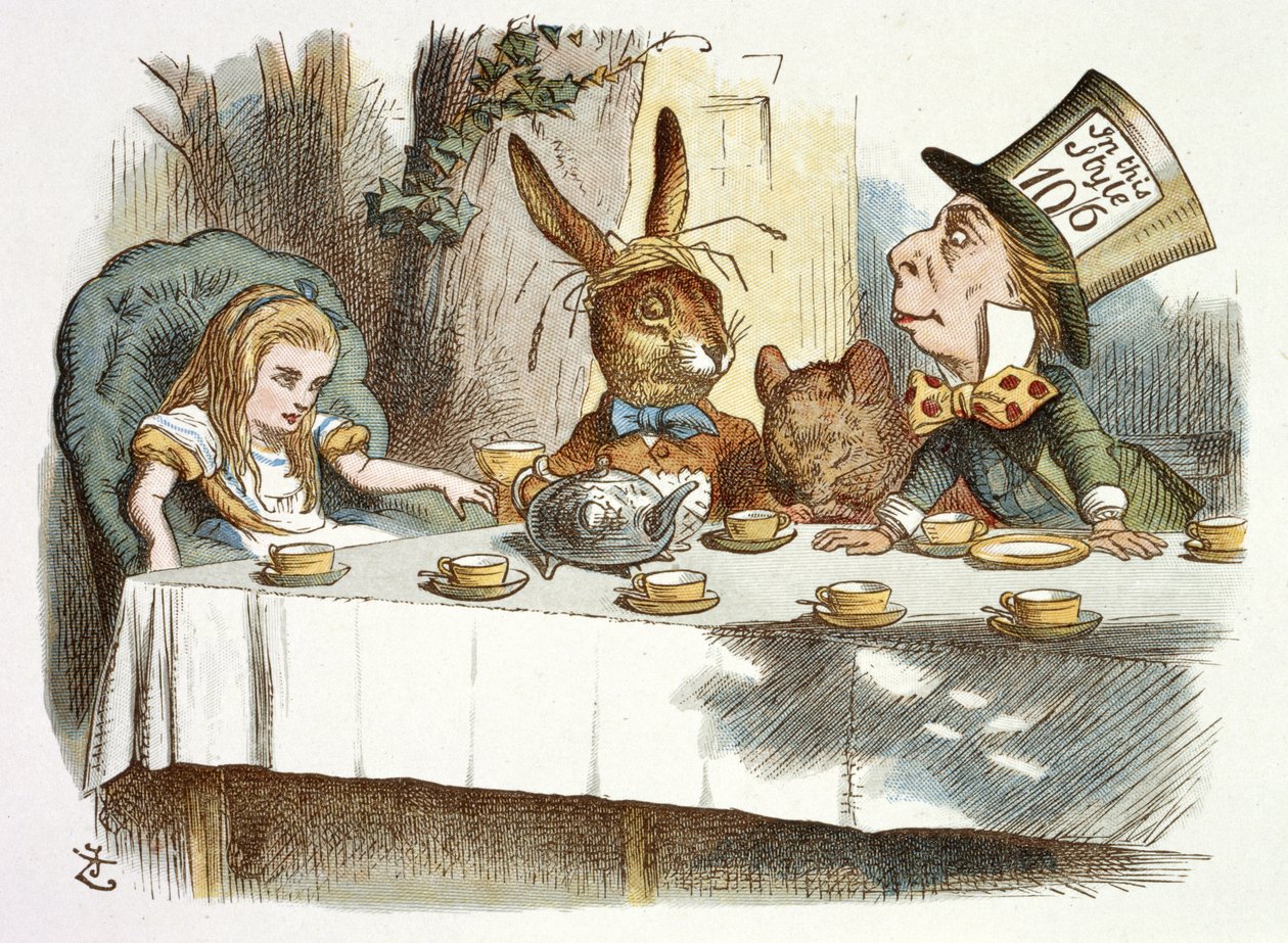 De theepartij van de Gekke Hoedenmaker door John Tenniel