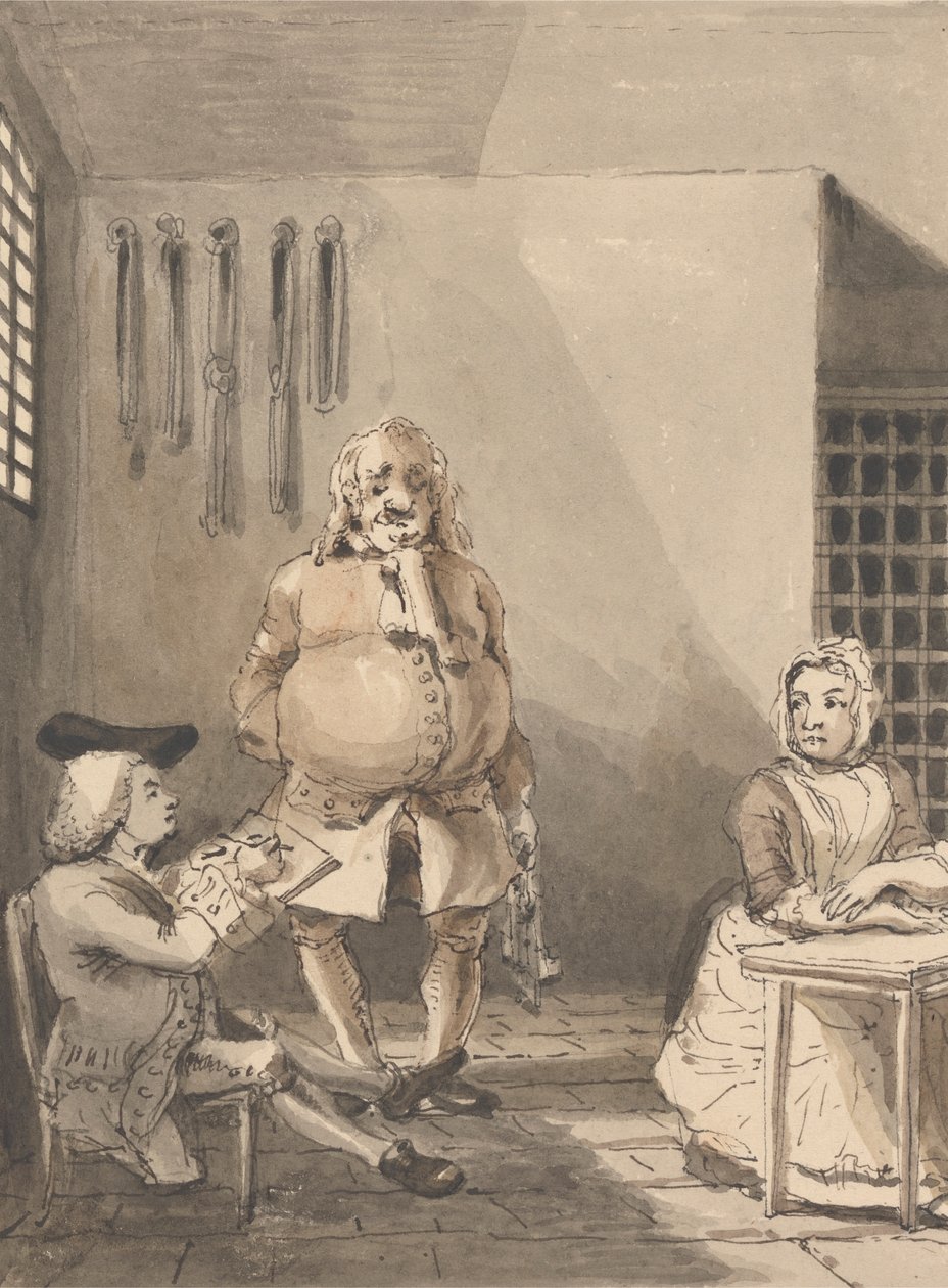 Hogarth Tekent Sarah Malcolm door John Thomas Smith