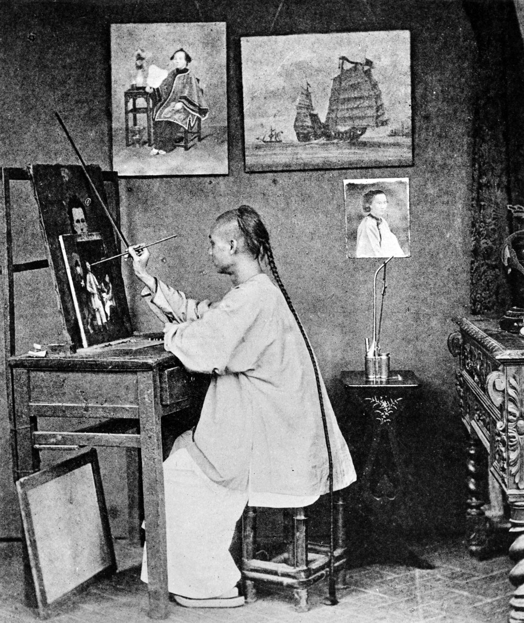 Lumqua, een Hong Kong kunstenaar, ca. 1870 door John Thomson