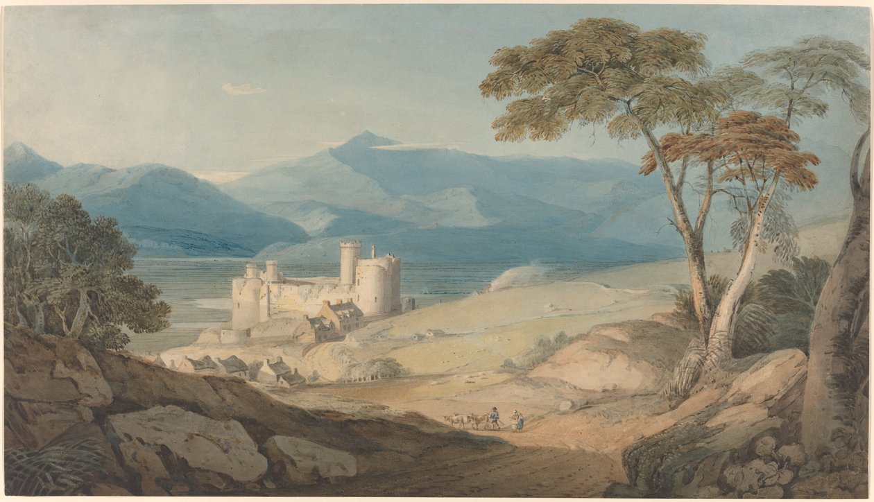 Kasteel Harlech en Snowdon door John Varley