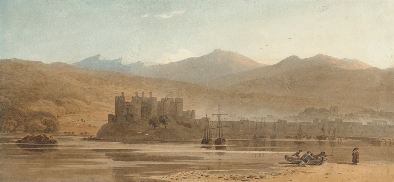 Uitzicht op Conwy Castle, Noord-Wales door John Varley