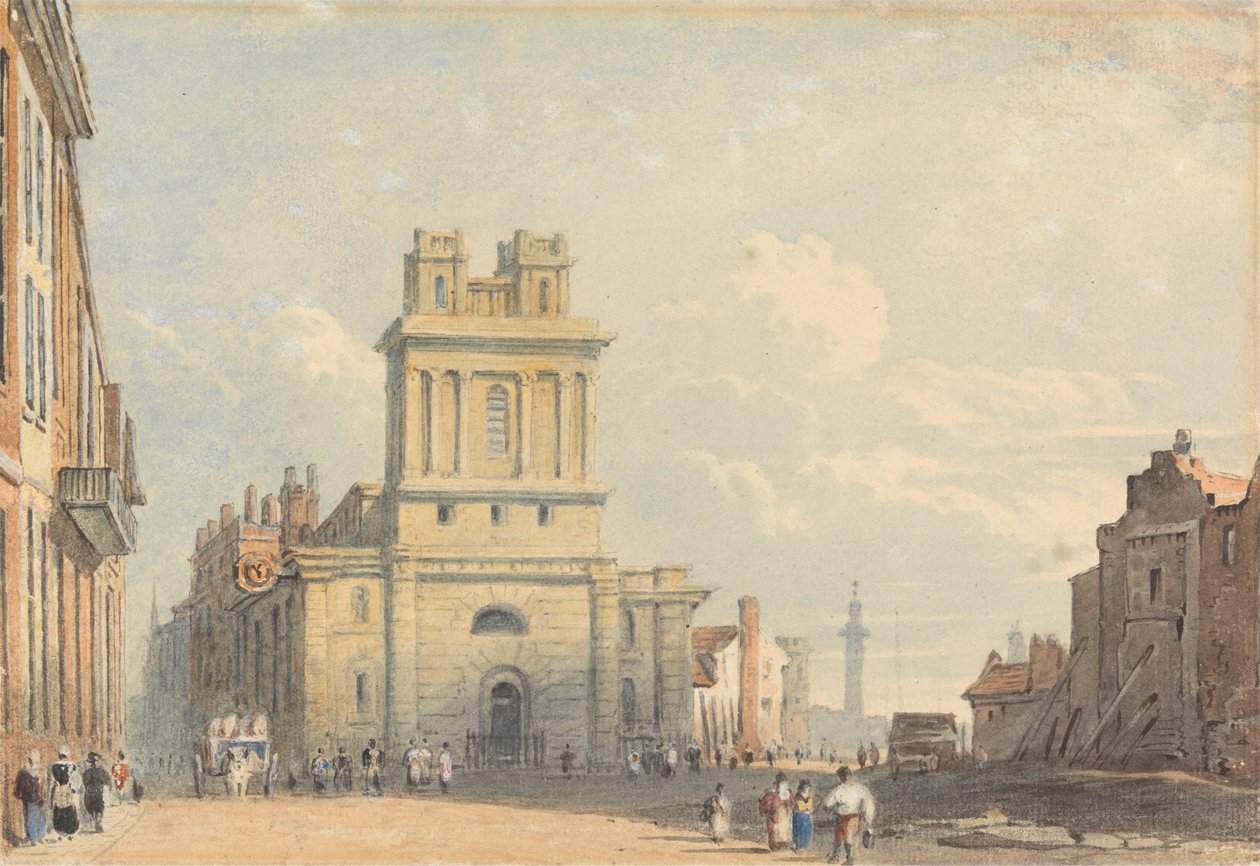 Uitzicht op New Street, nabij London Bridge door John Varley