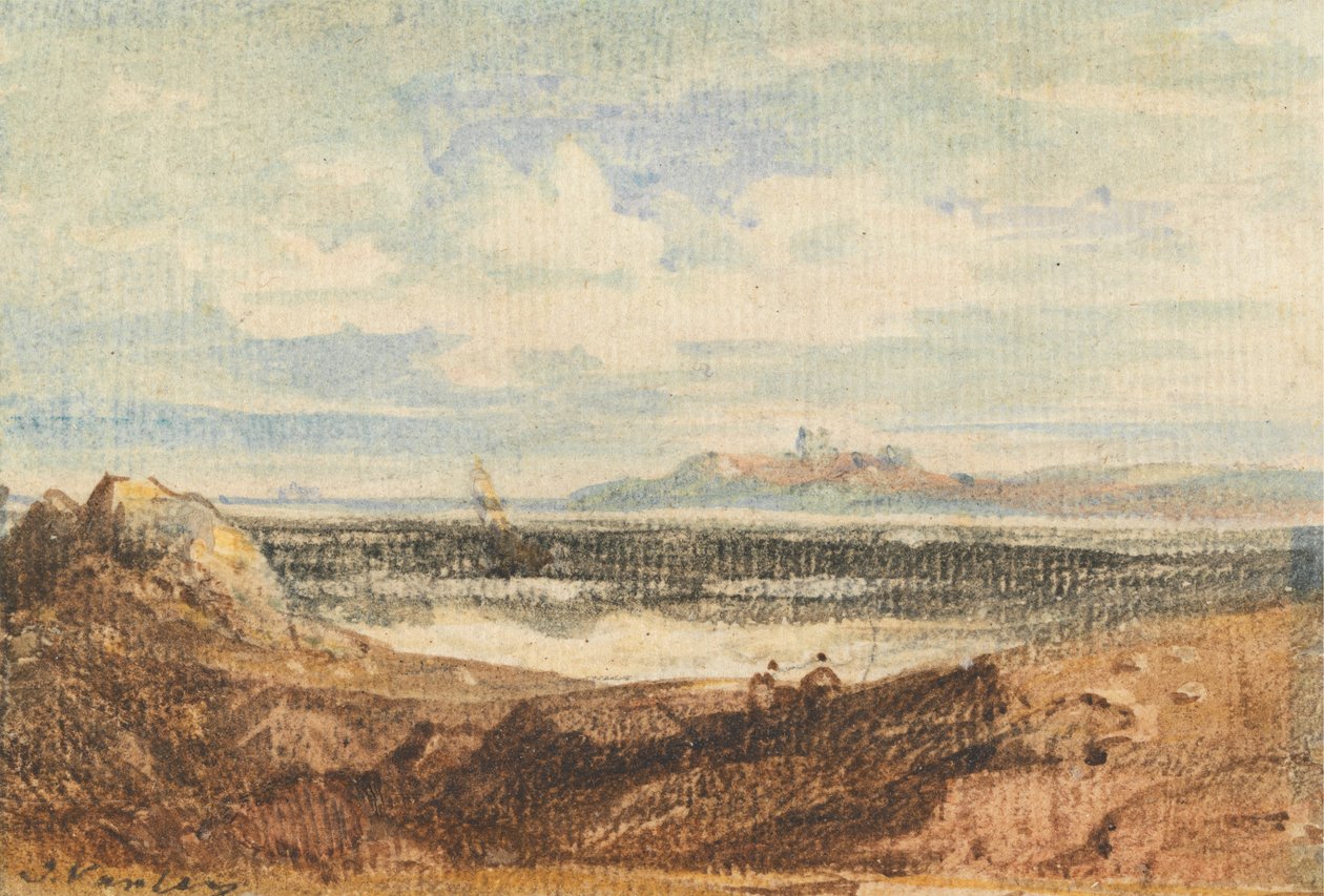 Uitzicht op Rotsachtige Kustlijn, Bamburgh, Northumberland door John Varley