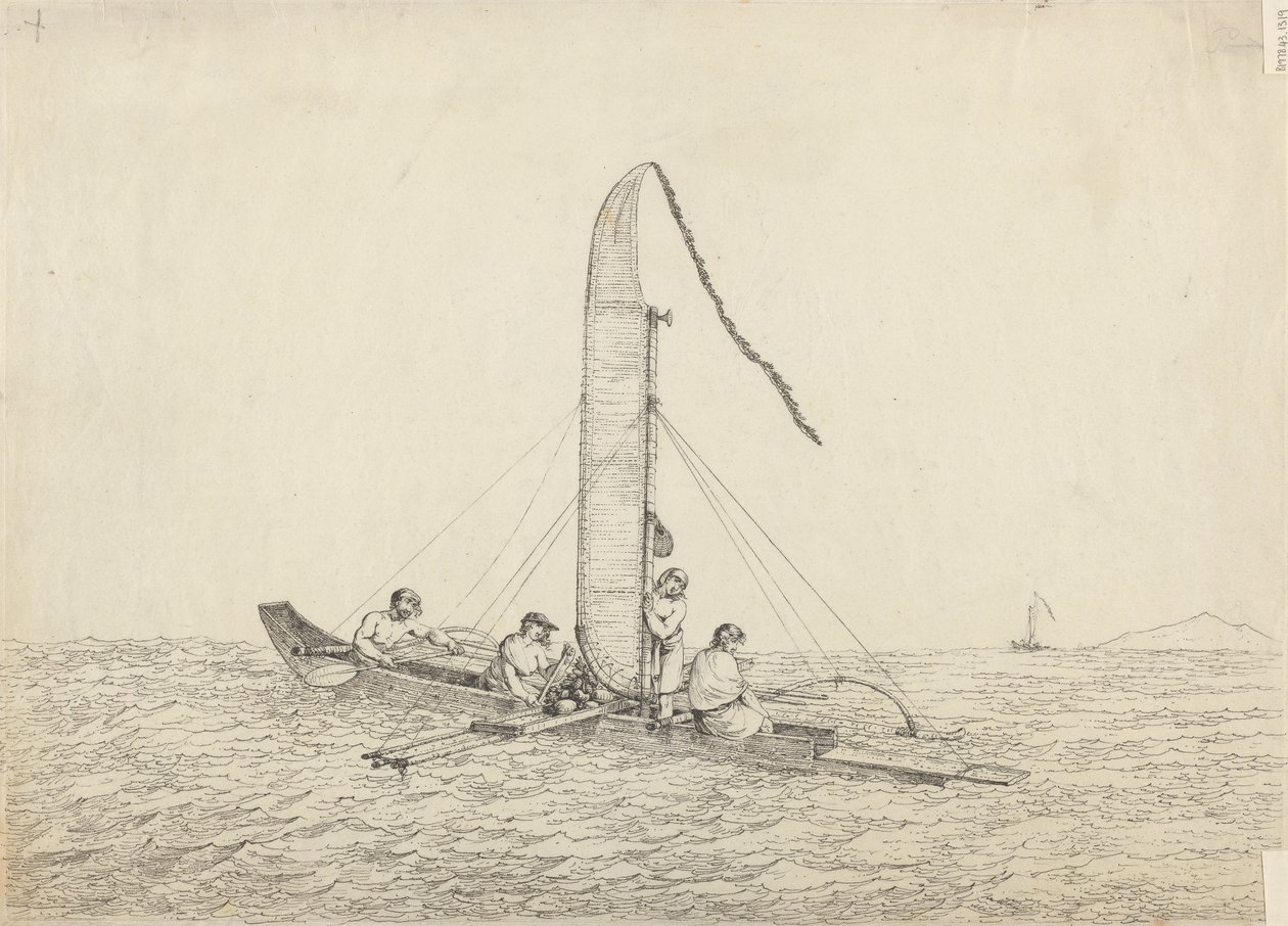 Een zeilkano van Otaheite door John Webber