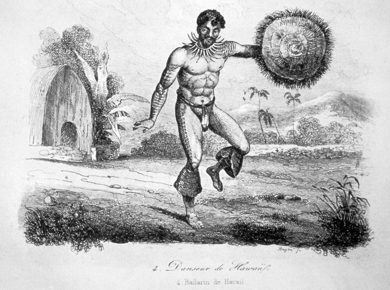 Hawaïaanse danser, ca. 1770-1793 door John Webber
