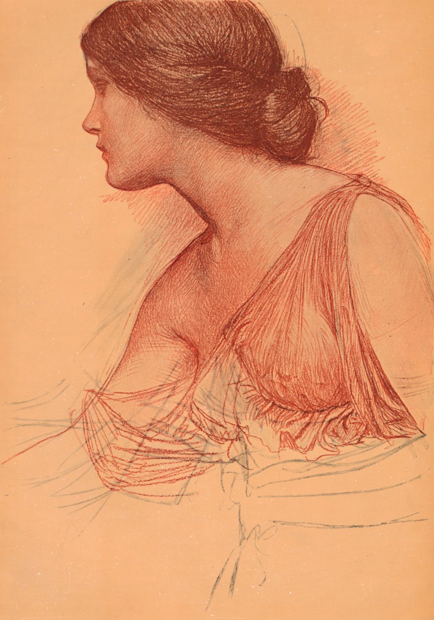 Uit een studie in sanguine door John William Waterhouse