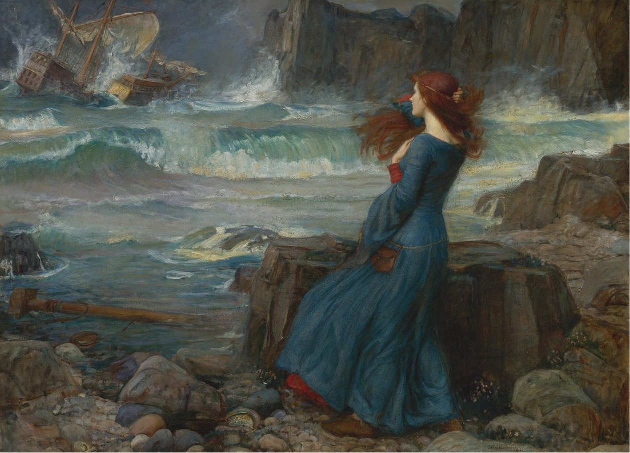 Miranda. De Storm, 1916 door John William Waterhouse