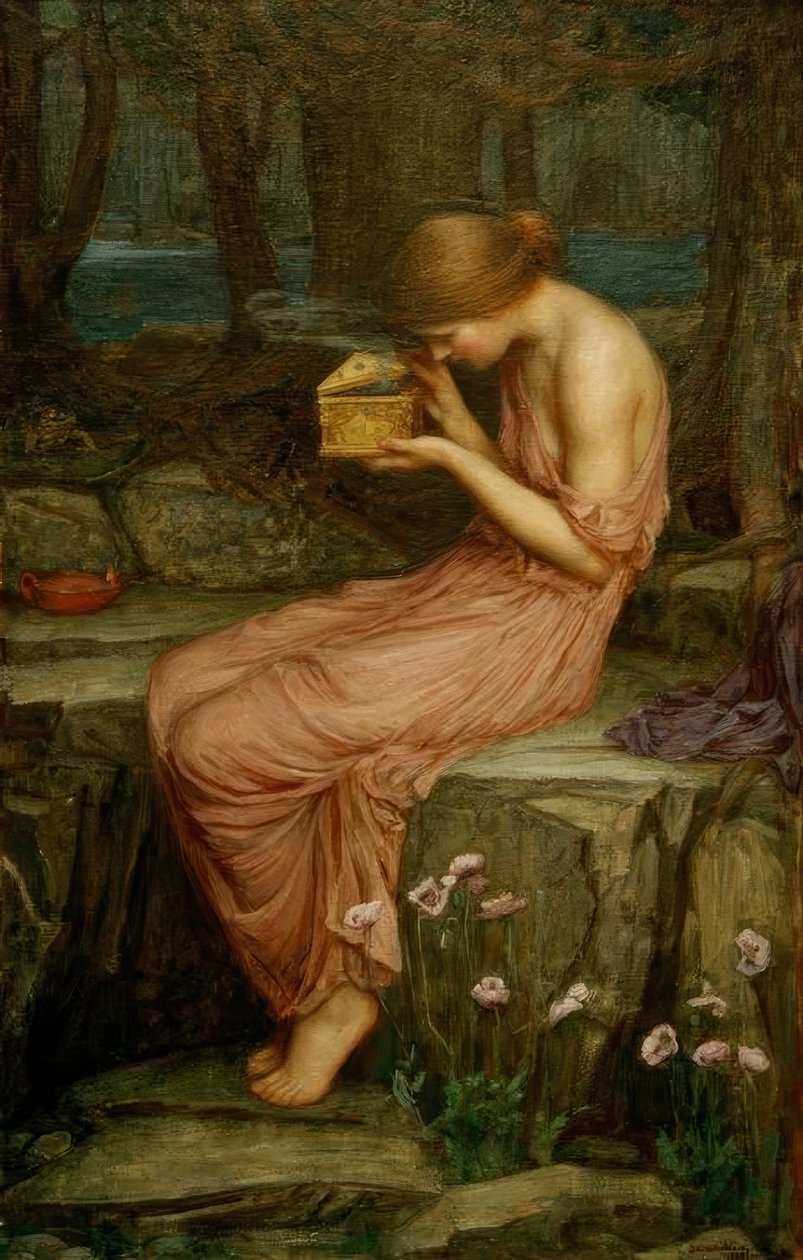 Psyche opent de gouden doos door John William Waterhouse
