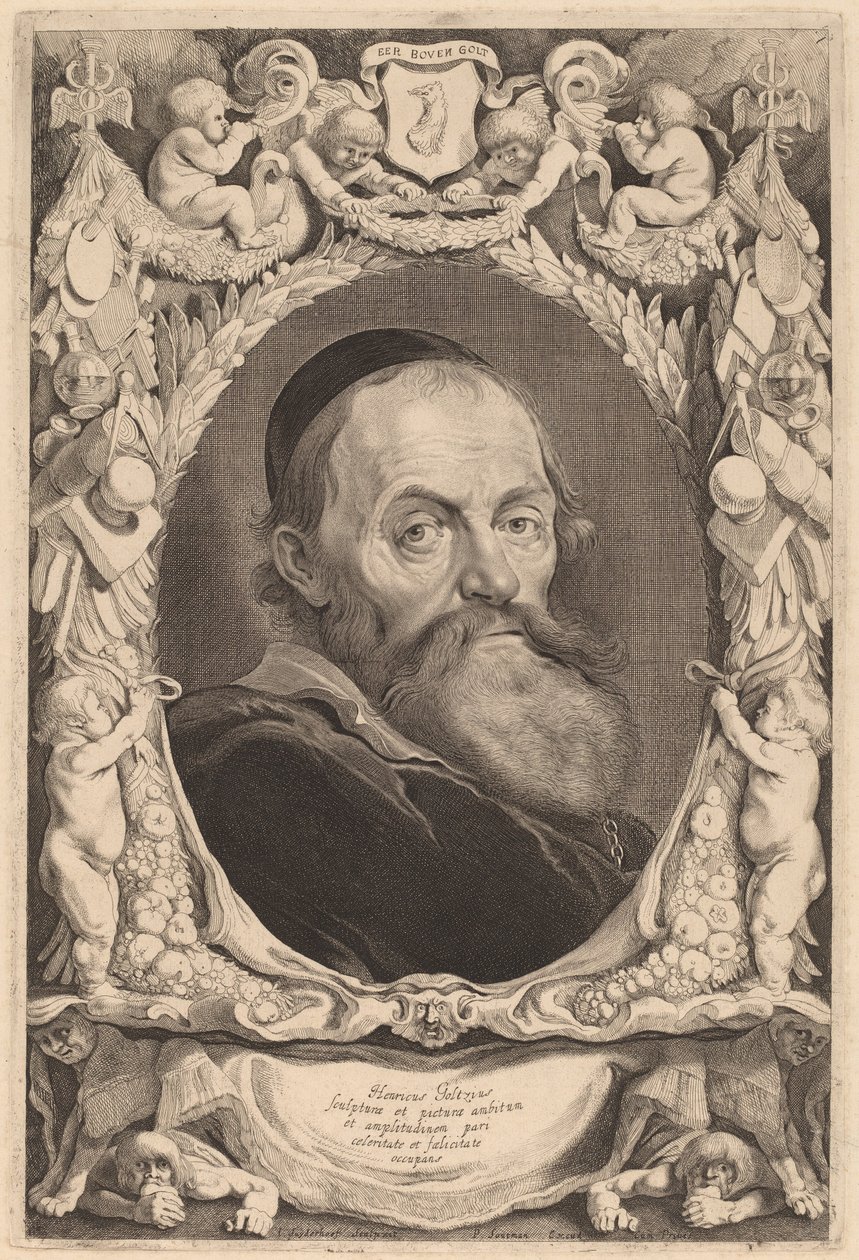 Hendrik Goltzius door Jonas Suyderhoff after Pieter Claesz Soutman