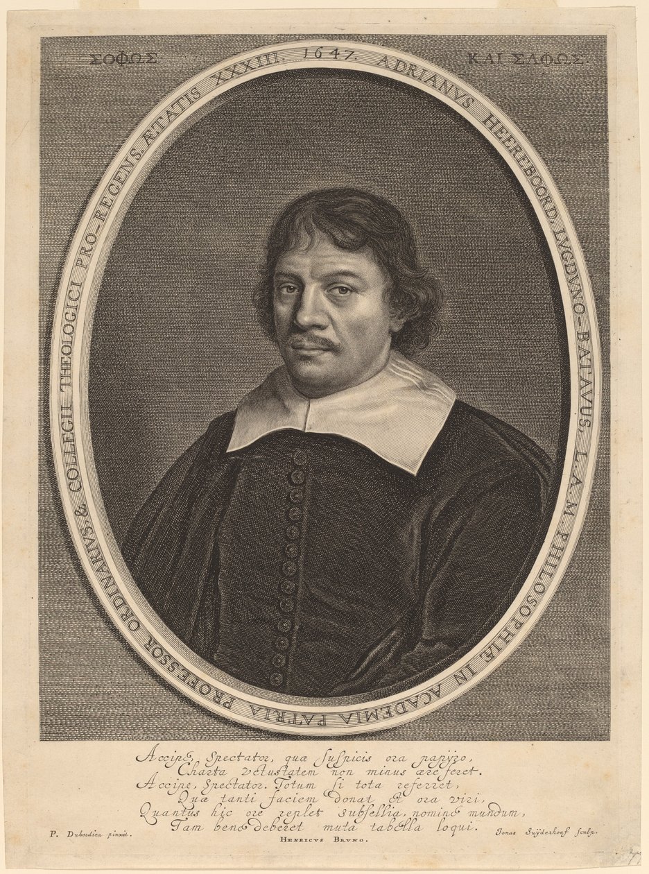 Adriaen Heereboord door Jonas Suyderhoff after Pieter Dubordieu