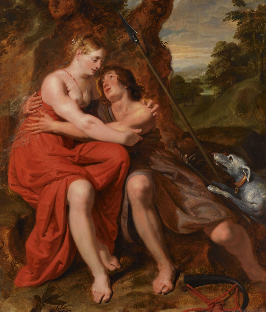 Venus en Adonis door Joos de Pape