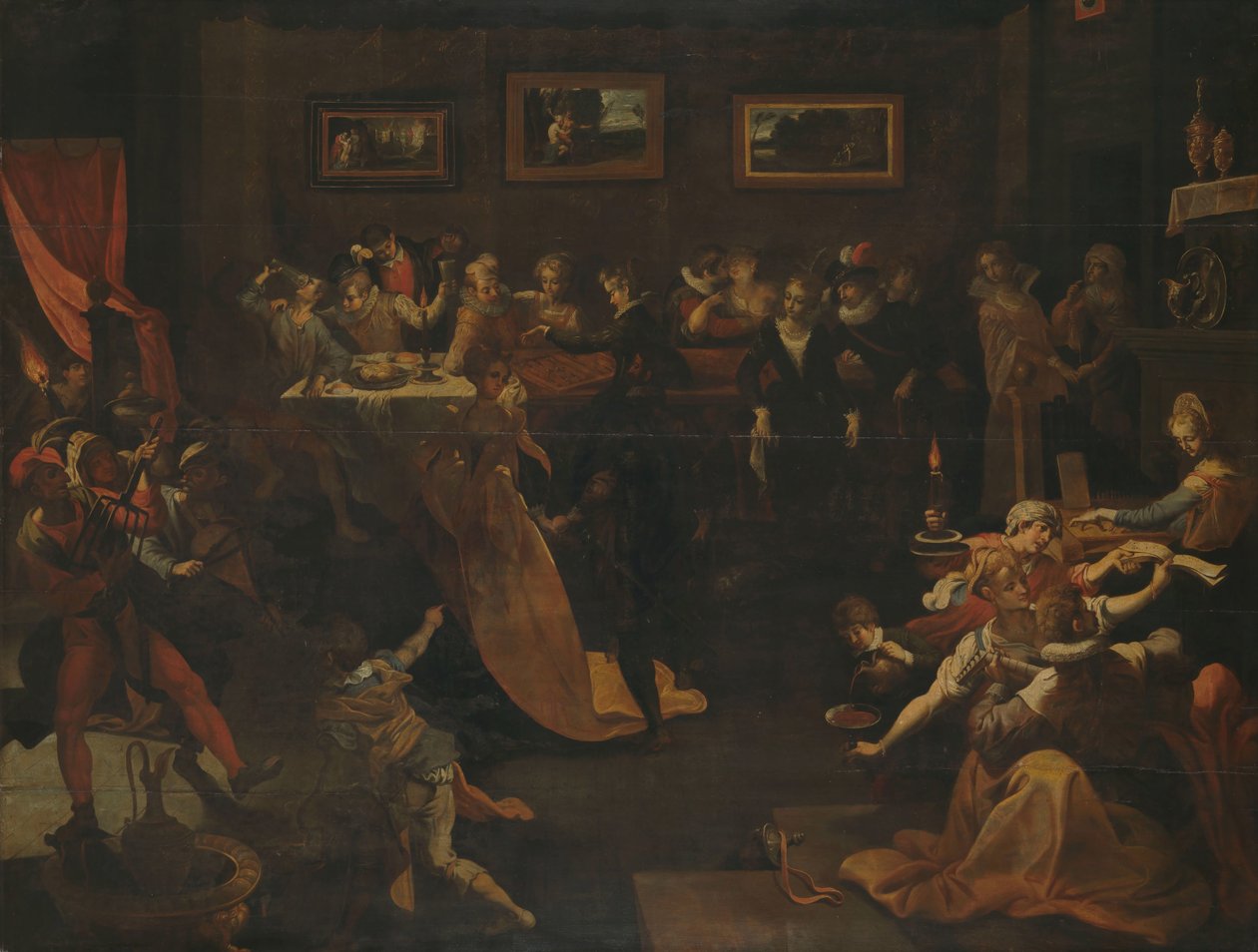 Nachtbanket en maskerbal door Joos van Winghe (copy after)