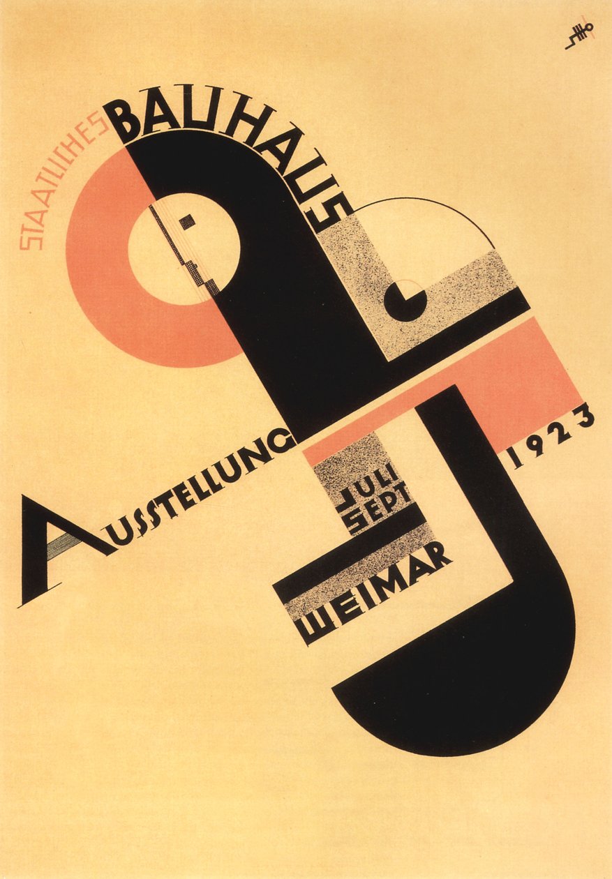 Bauhaus tentoonstelling. Ansichtkaart, 1923 door Joost Schmidt