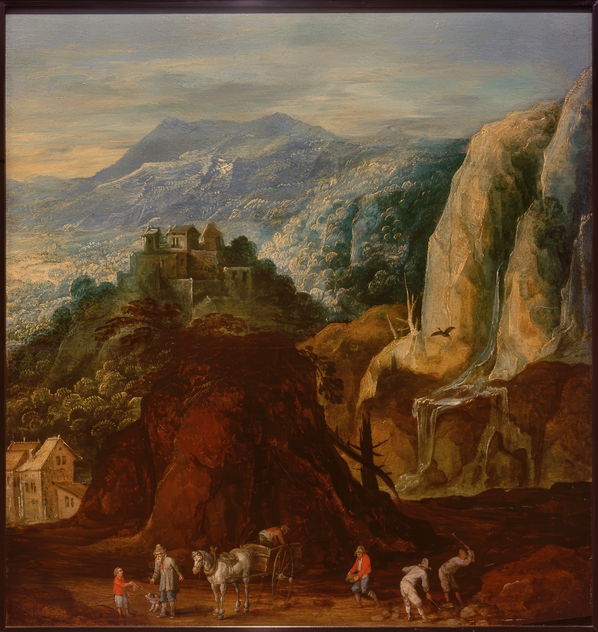 Rotsachtig landschap met stafage door Joos or Josse de Momper