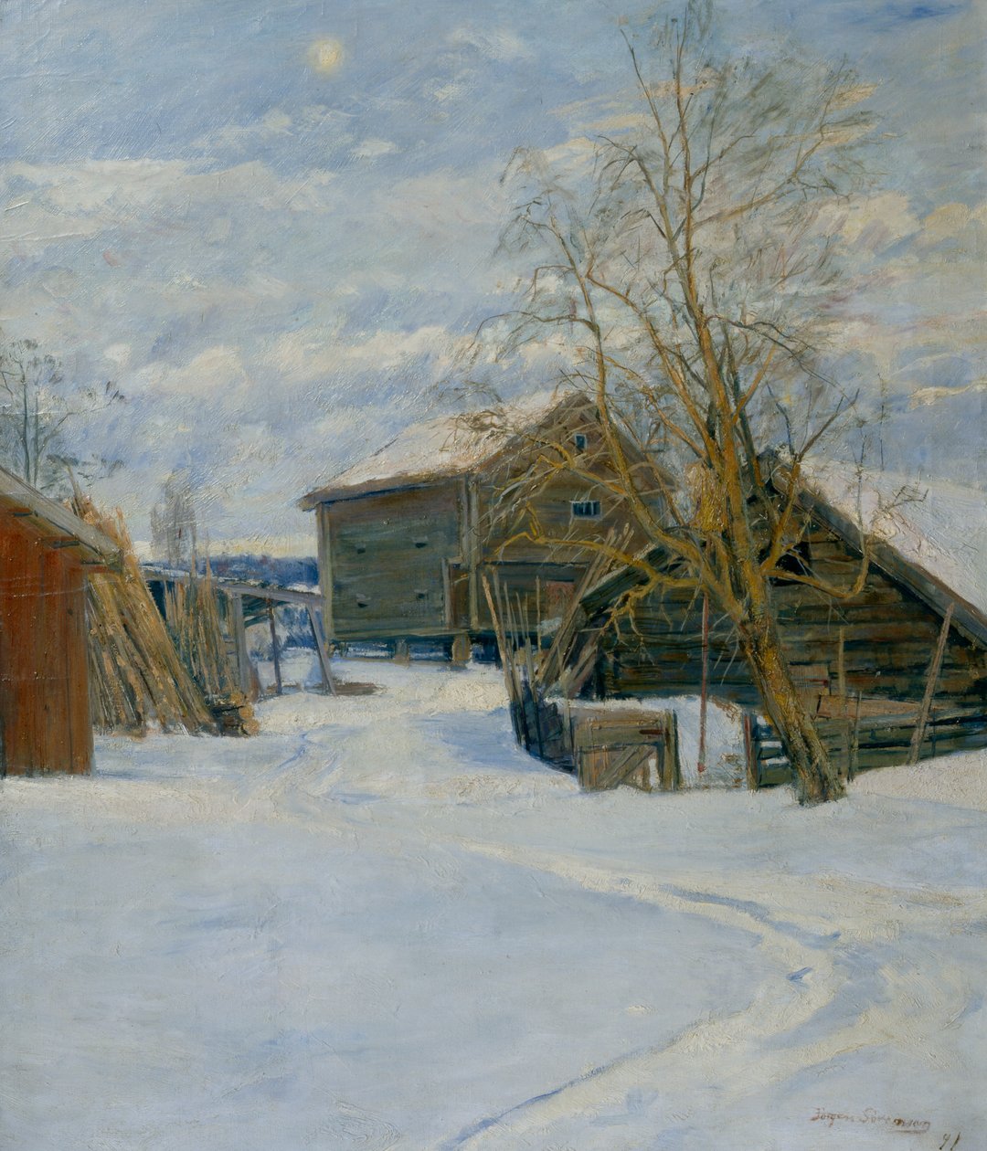 Huis in een winterlandschap door Jorgen Sorensen