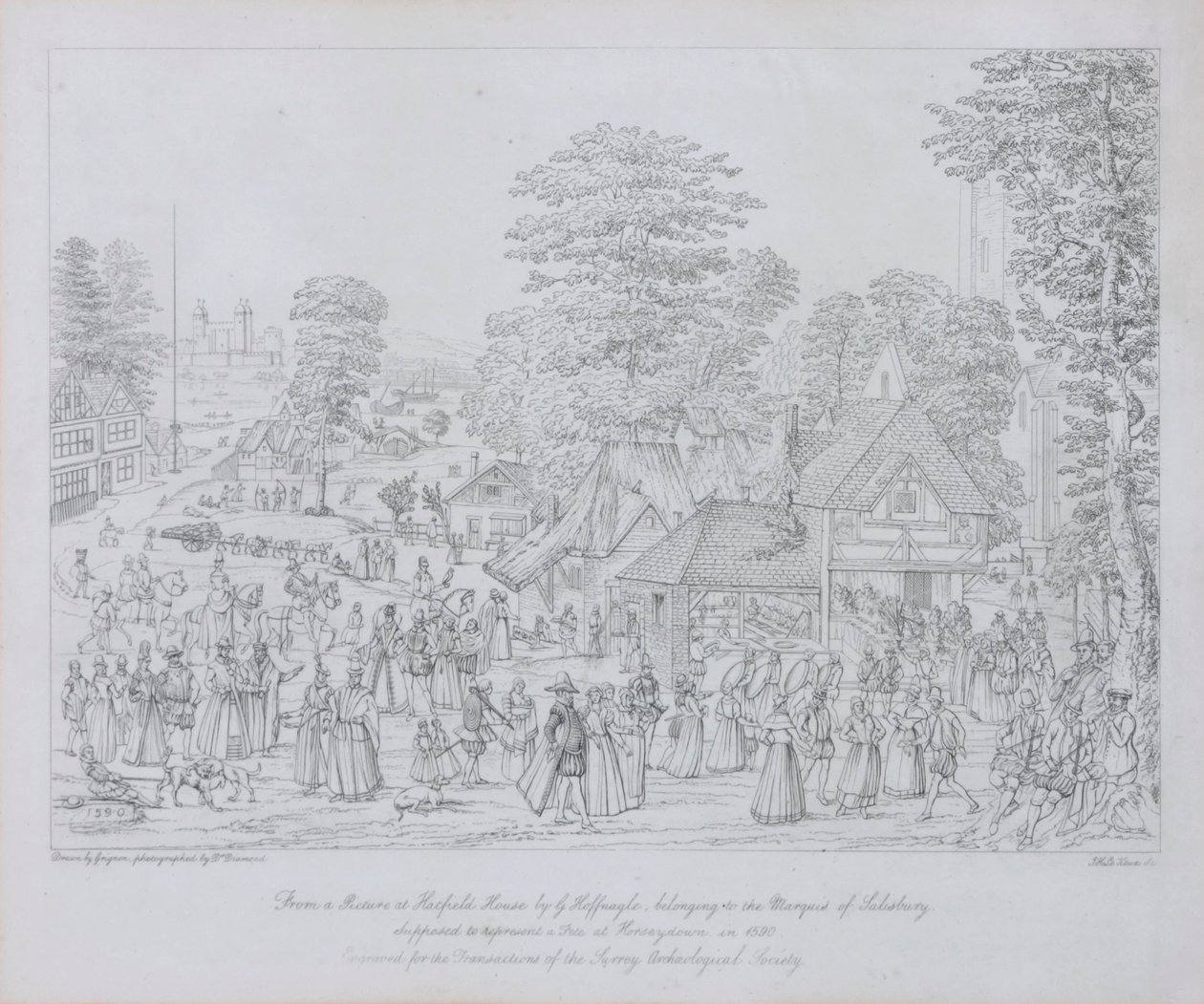 Feest in Horseydown, ca. 1590 door Joris Hoefnagel