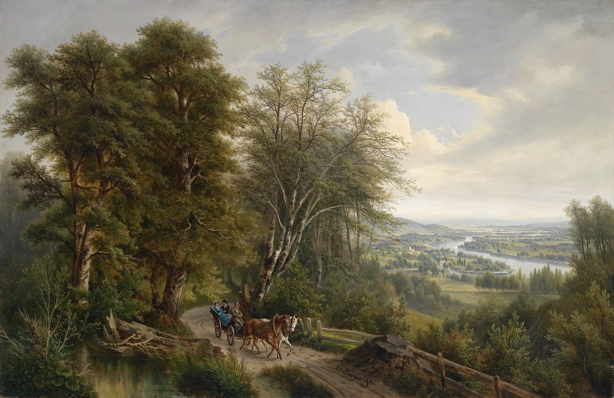 Grote Donau landschap met uitzicht op Nußdorf door Josef Burgaritzky
