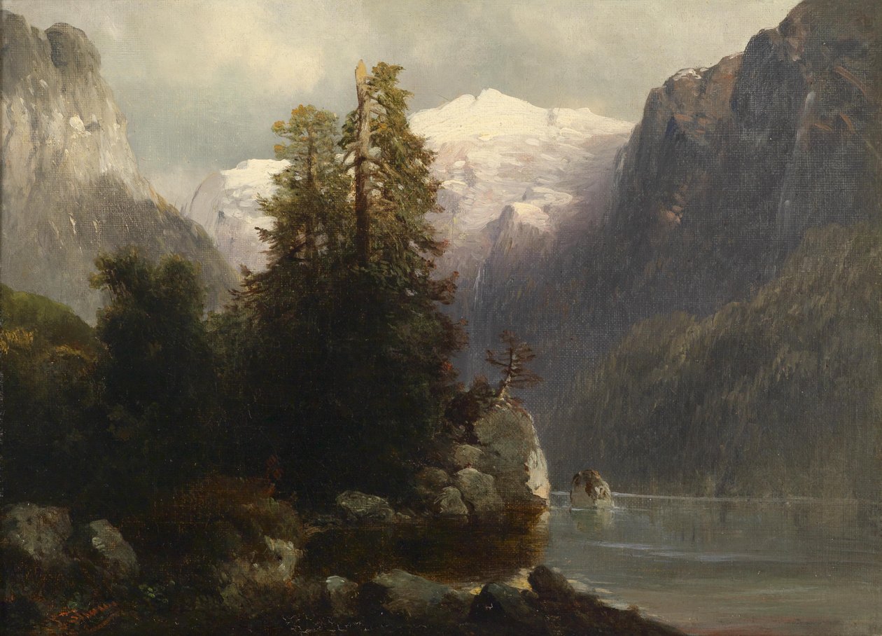 Uitzicht op de Gosausee door Josef Thoma