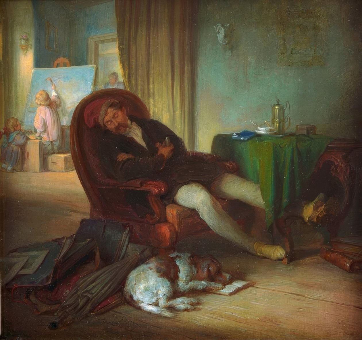 De Slapende Schilder door Josef Danhauser