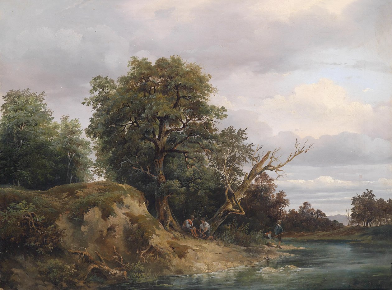 Duits: visser aan de rivier door Josef Feid