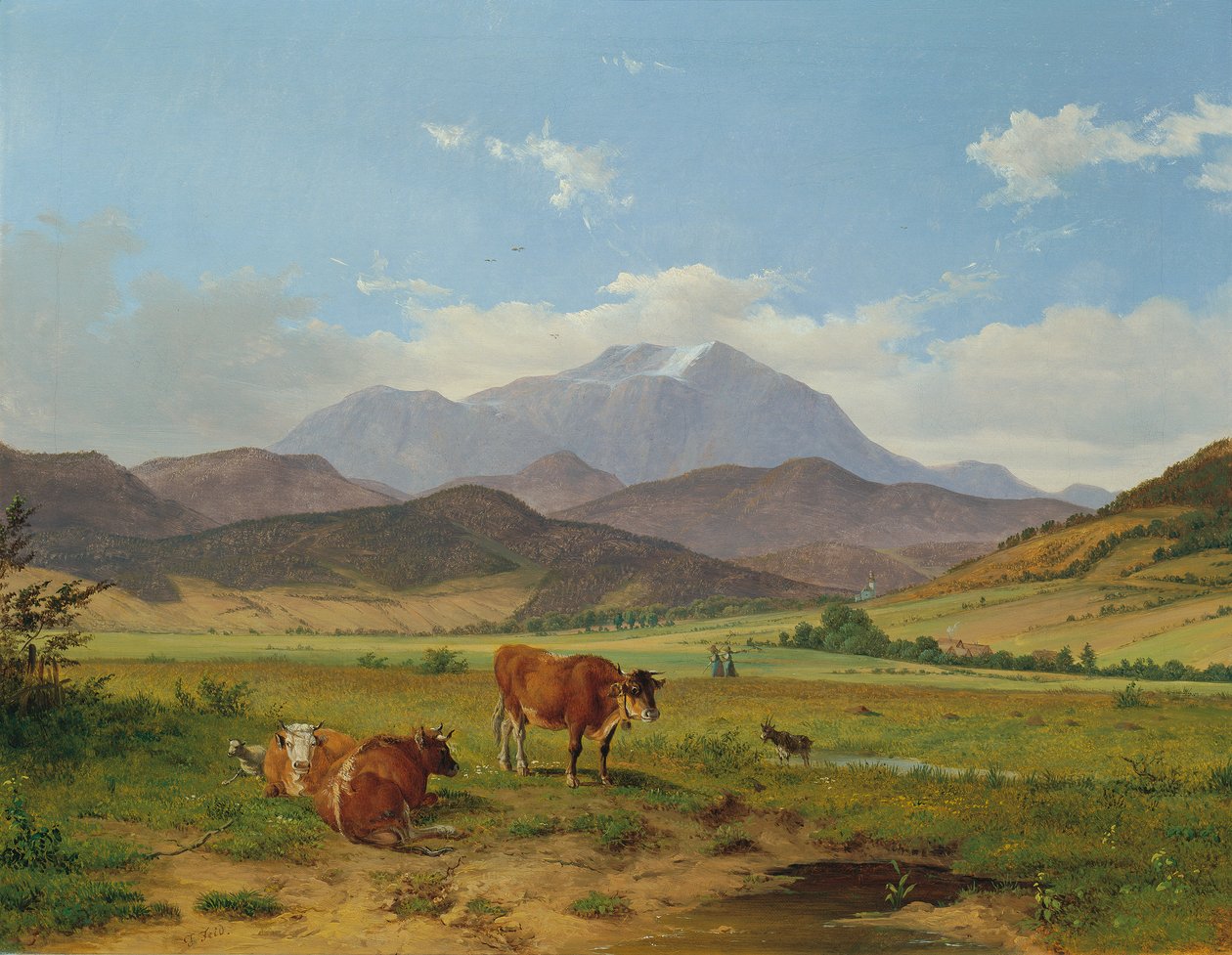 Landschap met Schneeberg door Josef Feid