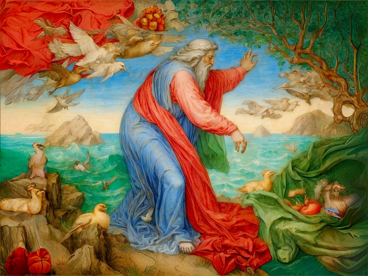 Schepping van vogels en zeedieren door Josef Johann Michel
