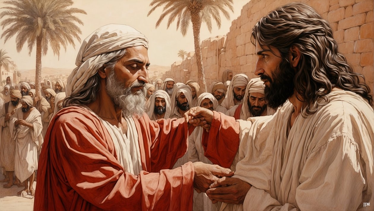 Jezus geneest de blinde bedelaar door Josef Johann Michel