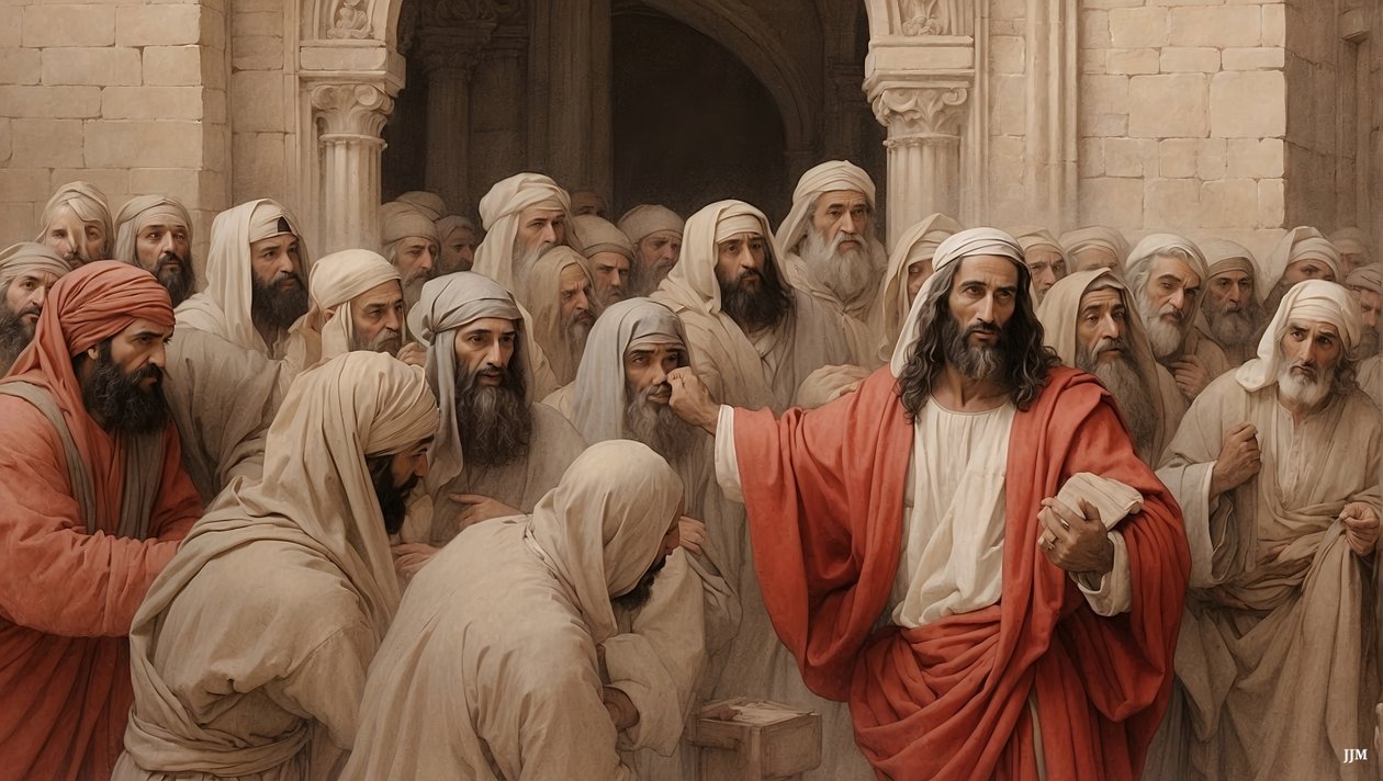 Jezus verdrijft de handelaars uit de tempel door Josef Johann Michel