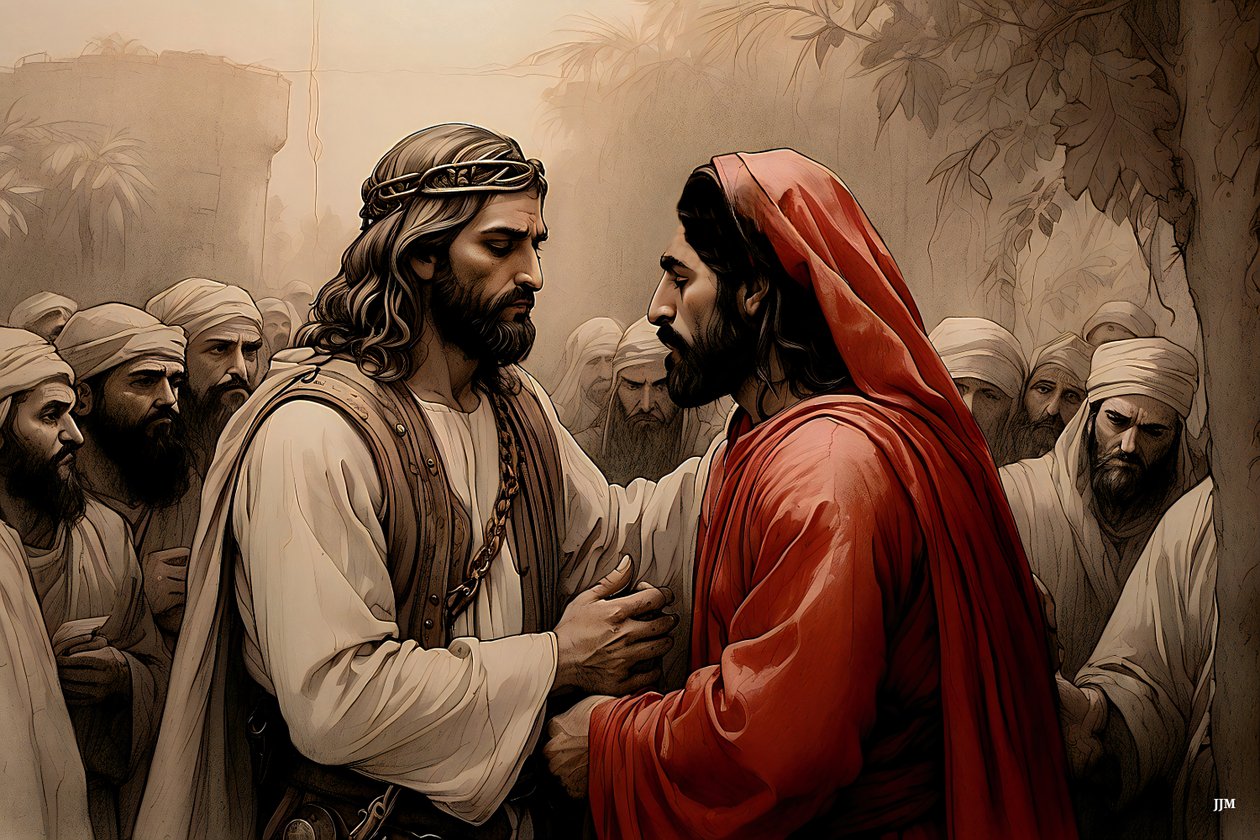 Jezus verraden door Judas door Josef Johann Michel