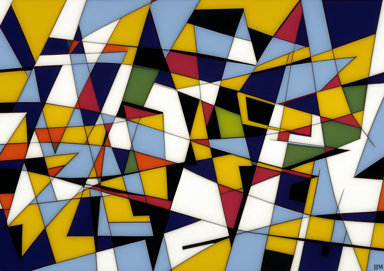 abstract: op wit-driehoeken 2 door Josef Johann Michel