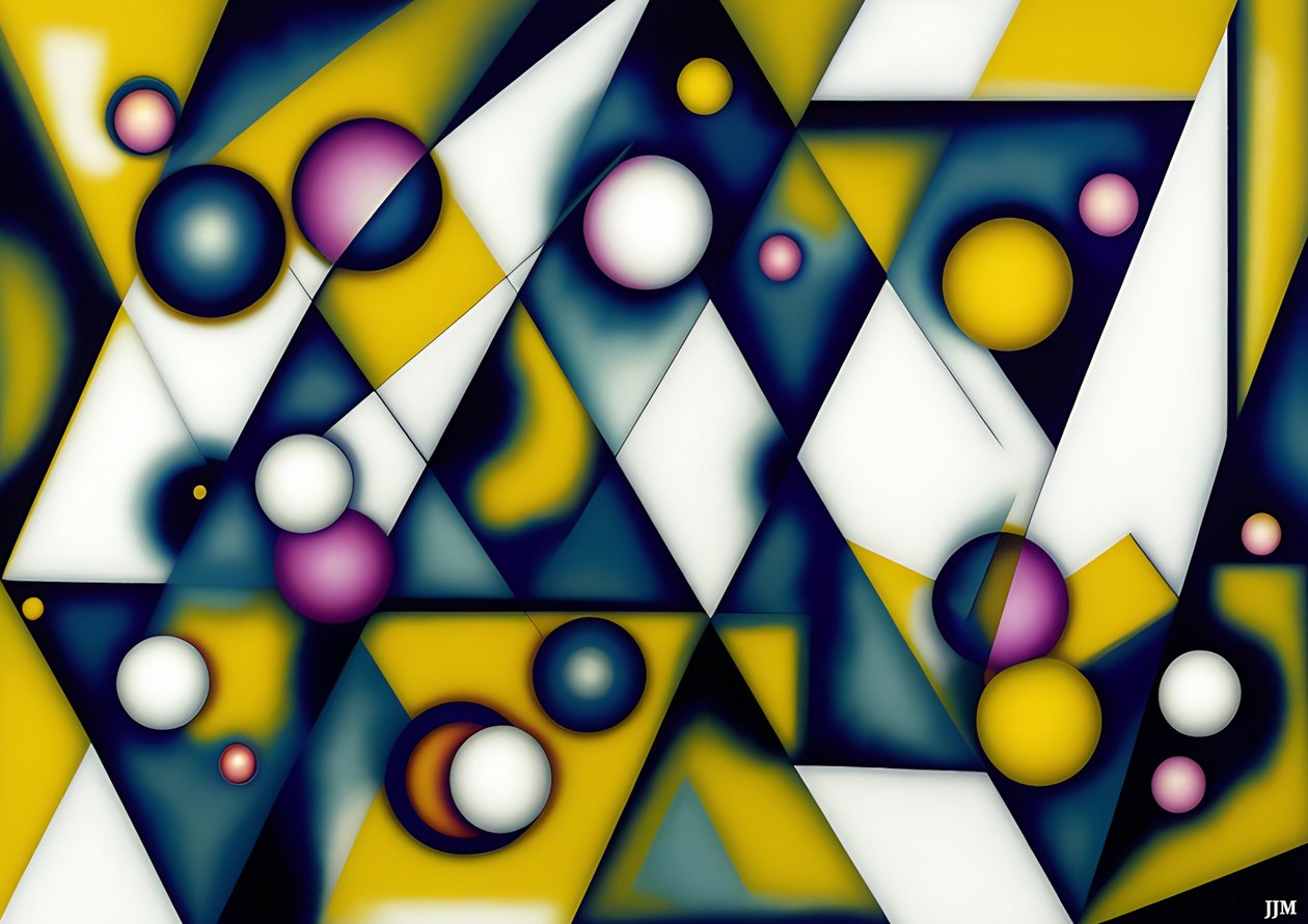 abstract: sferen+driehoeken 2 door Josef Johann Michel