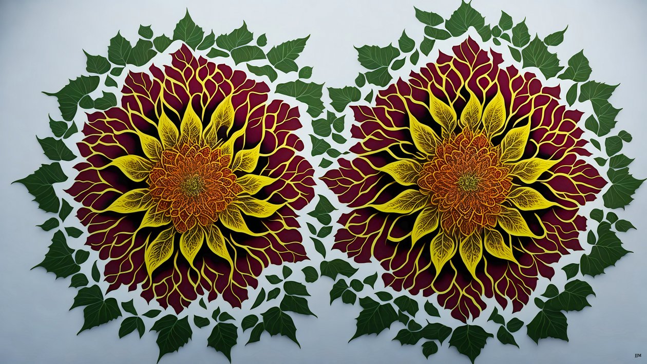 mandala: Hibiscus-bloem elementen_02 door Josef Johann Michel