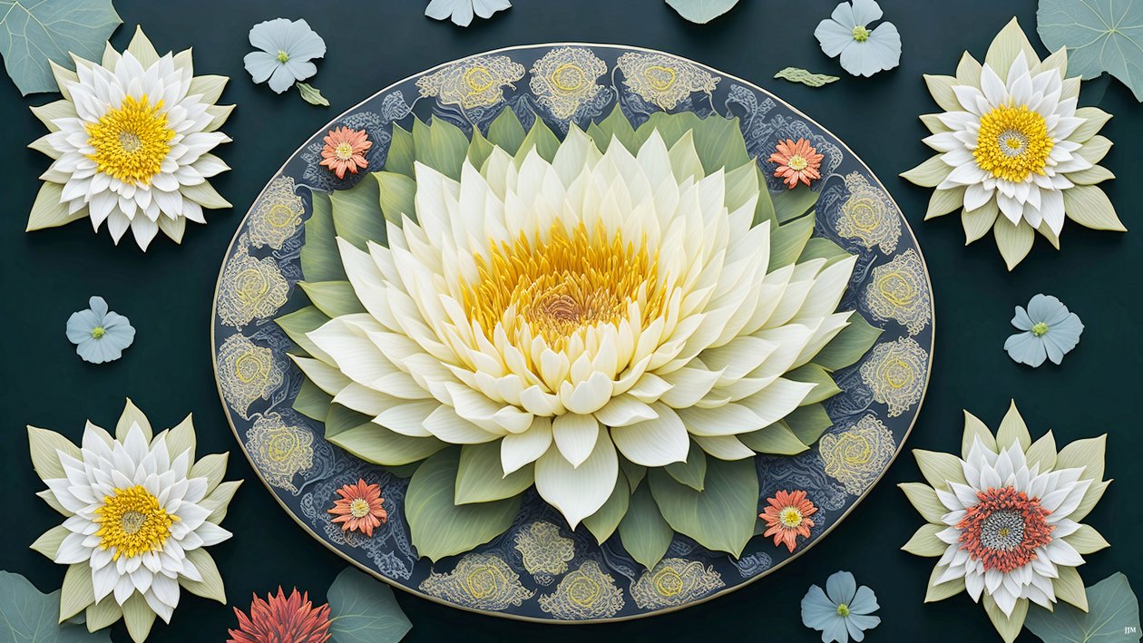 mandala: Waterlelies elementen_01 door Josef Johann Michel