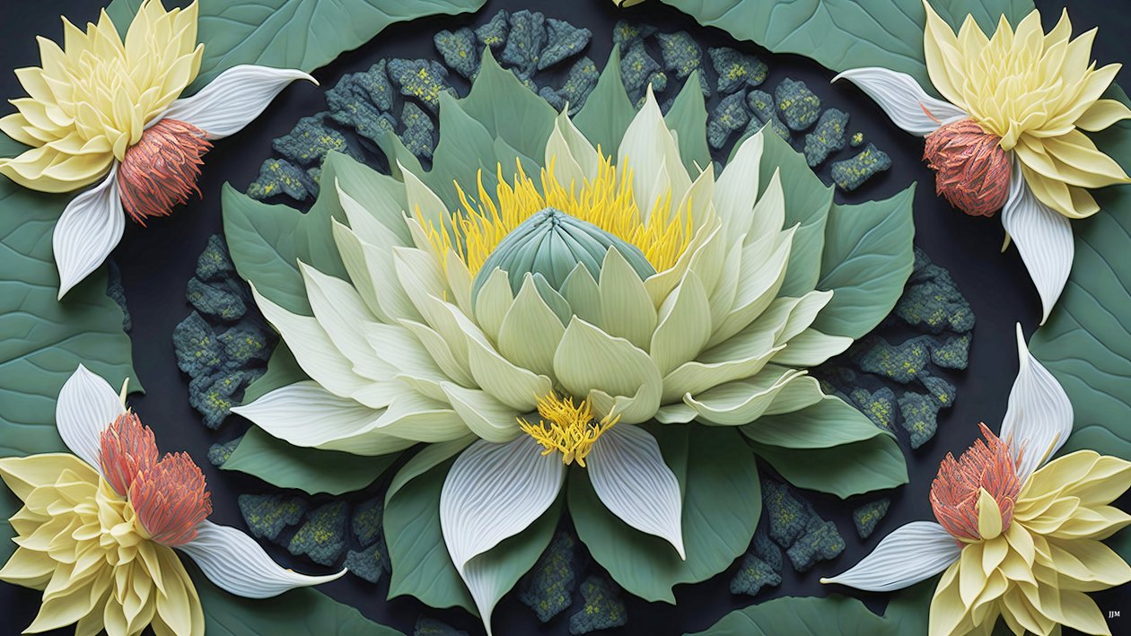 mandala: Waterlelies elementen_04 door Josef Johann Michel
