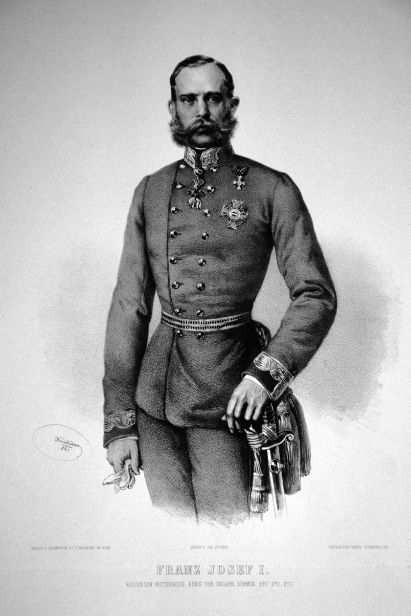 Franz Josef I. 1861 Litho door Josef Kriehuber