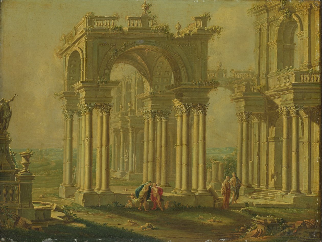 Landschap met ruïnes door Josef Platzer