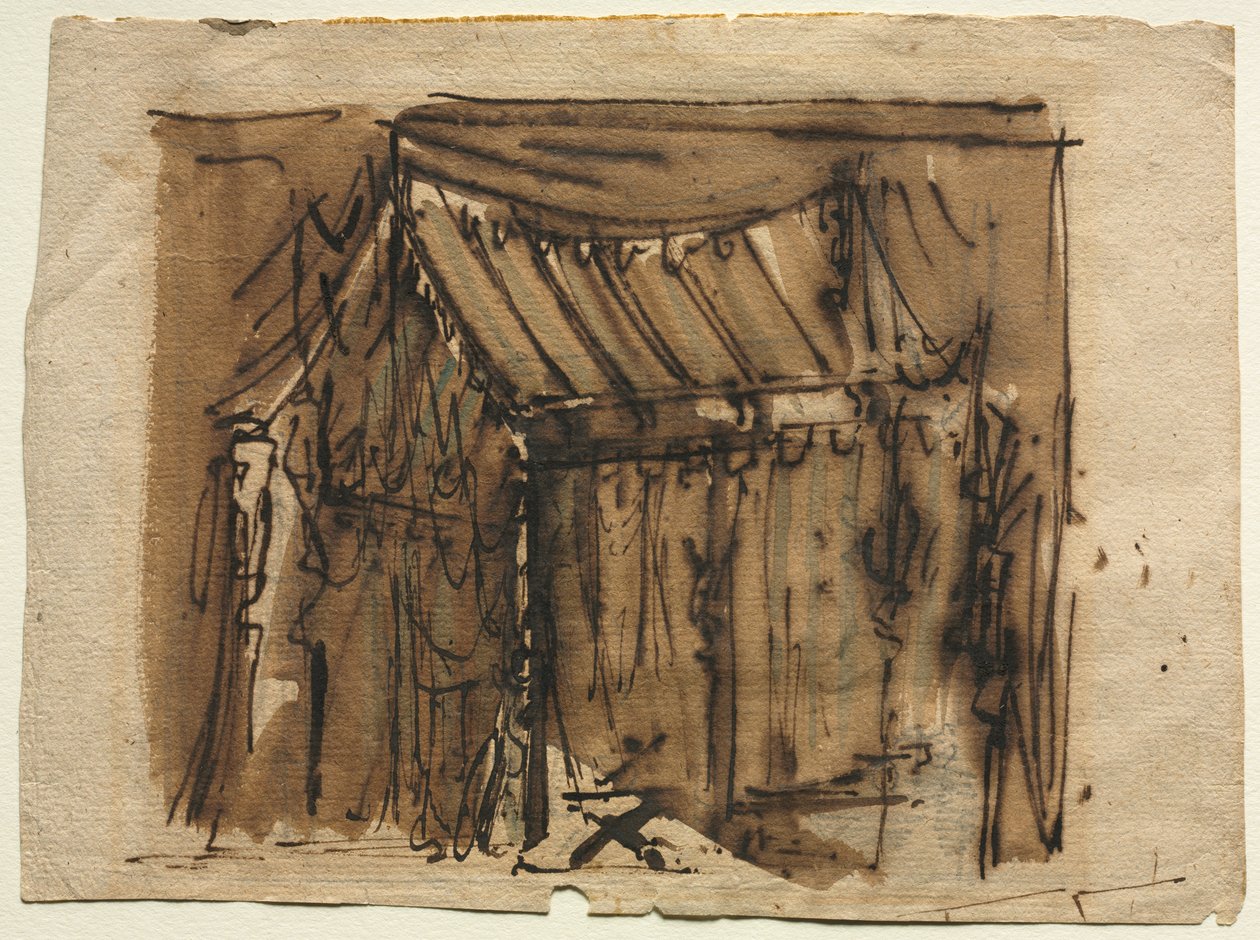 Tent (recto); Twee Schetsen (verso) door Josef Platzer