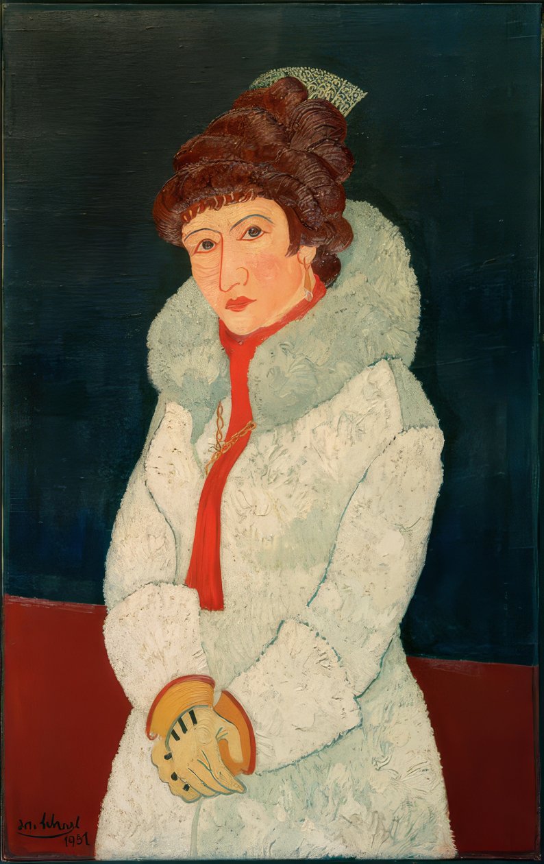 Dame in een bontjas door Josef Scharl