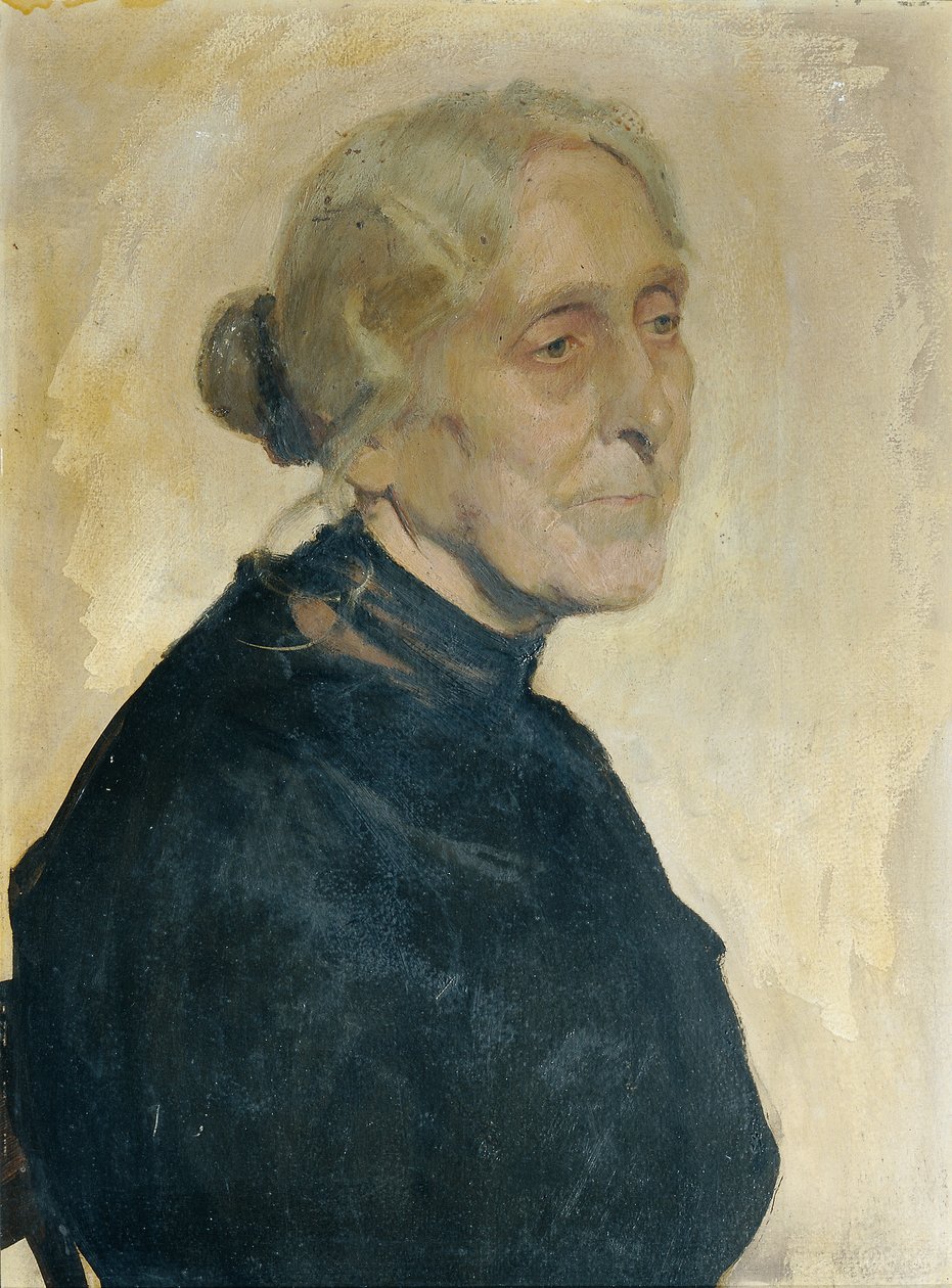 Portret van een oude dame door Josef Wawra