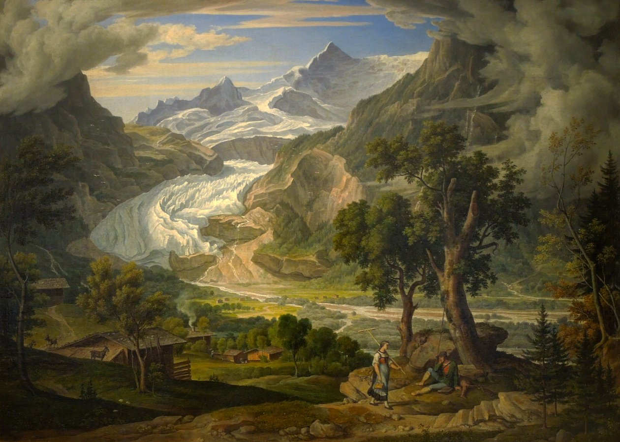 De gletsjer Grindelwald in de Alpen door Joseph Anton Koch