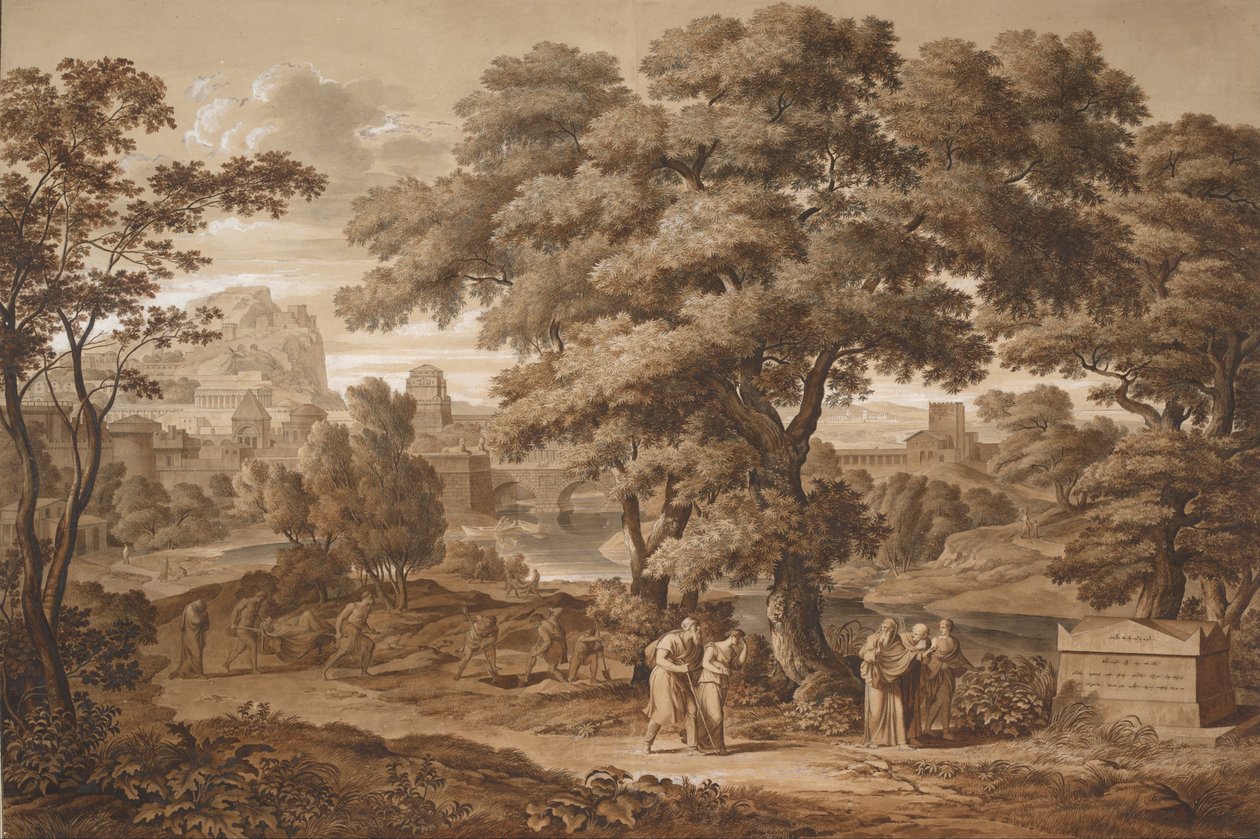Oedipus en Antigone Verlaten Thebe, 1797 door Joseph Anton Koch